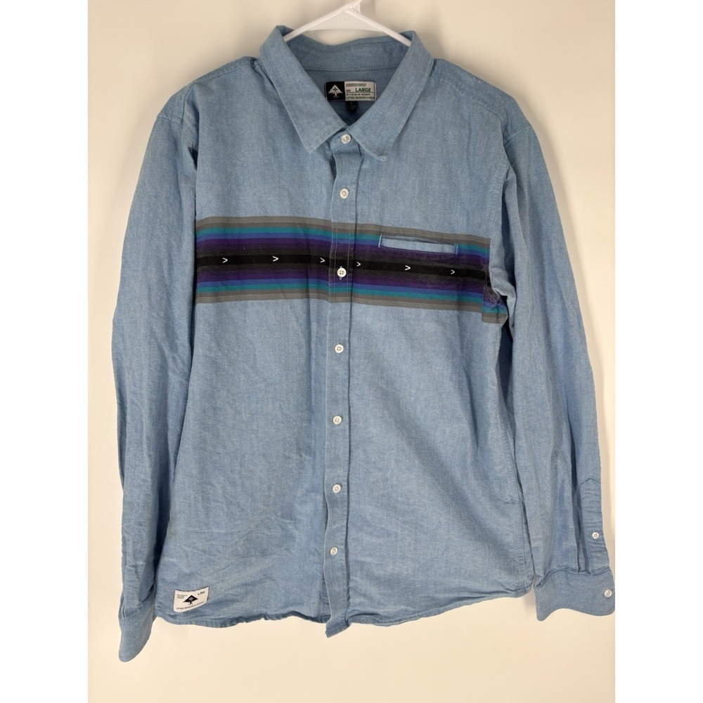 Lifted Research Group LRG Men Shirt L Button Up Western Skater Indie Long Sleeve
